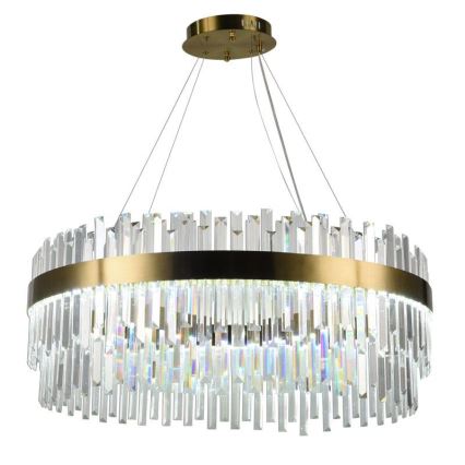 Candelabro suspenso de cristal LED com regulação LED/110W/230V 3000-6500K dourada + controlo remoto