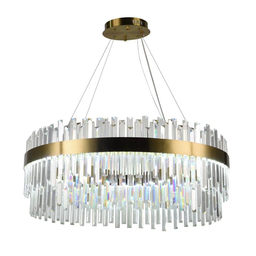 Candelabro suspenso de cristal LED com regulação LED/110W/230V 3000-6500K dourada + controlo remoto