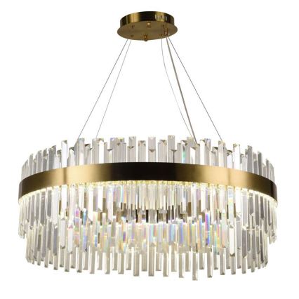 Candelabro suspenso de cristal LED com regulação LED/110W/230V 3000-6500K dourada + controlo remoto
