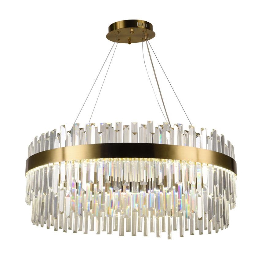 Candelabro suspenso de cristal LED com regulação LED/110W/230V 3000-6500K dourada + controlo remoto