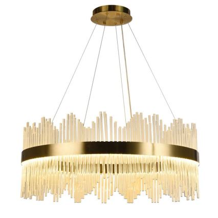 Candelabro suspenso de cristal LED com regulação LED/110W/230V 3000-6500K dourada + controlo remoto