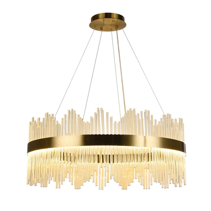 Candelabro suspenso de cristal LED com regulação LED/110W/230V 3000-6500K dourada + controlo remoto