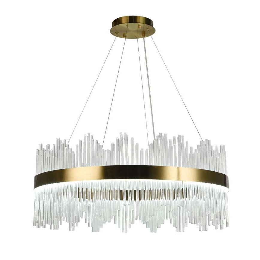 Candelabro suspenso de cristal LED com regulação LED/110W/230V 3000-6500K dourada + controlo remoto