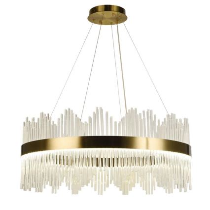 Candelabro suspenso de cristal LED com regulação LED/110W/230V 3000-6500K dourada + controlo remoto