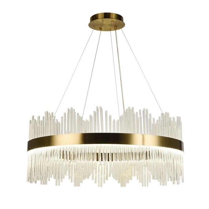 Candelabro suspenso de cristal LED com regulação LED/110W/230V 3000-6500K dourada + controlo remoto