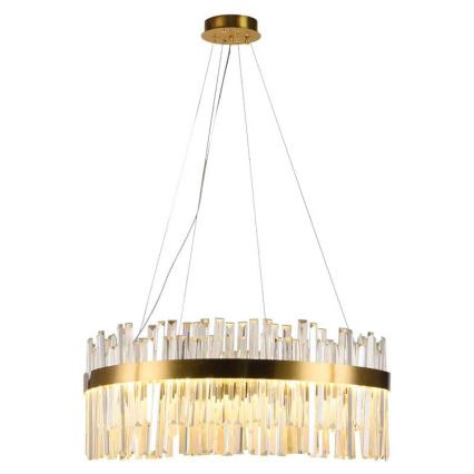 Candelabro suspenso de cristal LED com regulação LED/110W/230V 3000-6500K dourada + controlo remoto