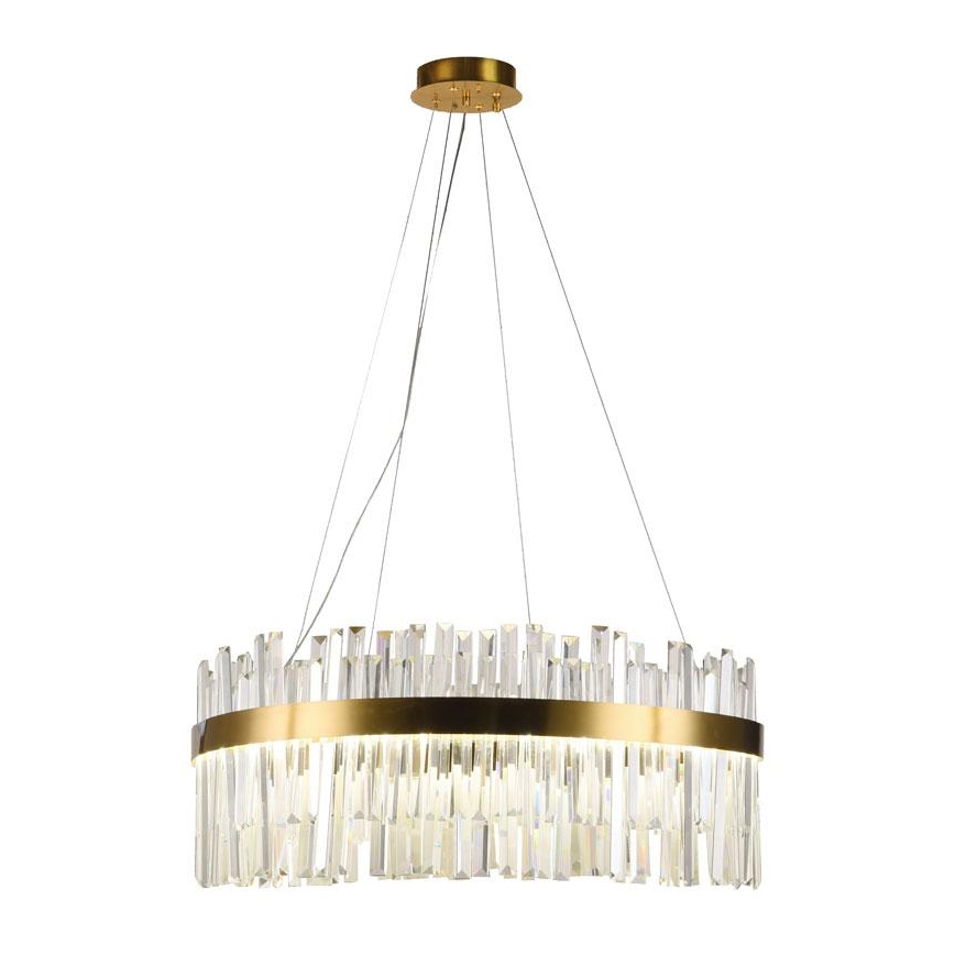 Candelabro suspenso de cristal LED com regulação LED/110W/230V 3000-6500K dourada + controlo remoto