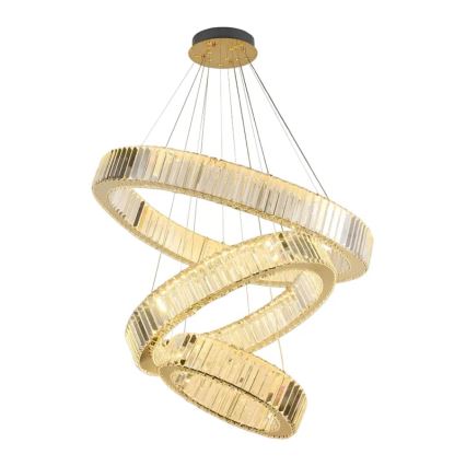 Candelabro suspenso de cristal LED com regulação LED/115W/230V 3000-6500K cromado/dourada + controlo remoto