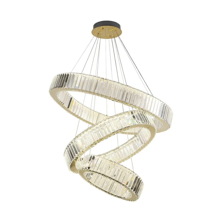 Candelabro suspenso de cristal LED com regulação LED/115W/230V 3000-6500K cromado/dourada + controlo remoto
