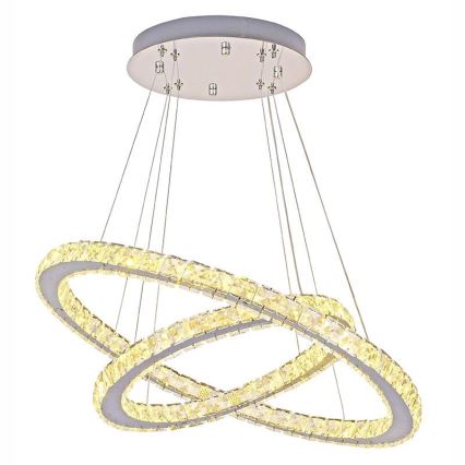 Candelabro suspenso de cristal LED com regulação LED/115W/230V 3000-6500K prateado + controlo remoto
