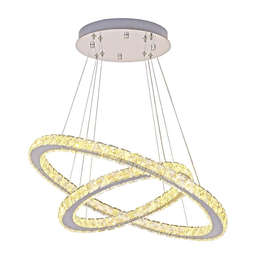 Candelabro suspenso de cristal LED com regulação LED/115W/230V 3000-6500K prateado + controlo remoto