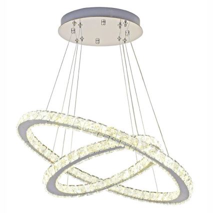 Candelabro suspenso de cristal LED com regulação LED/115W/230V 3000-6500K prateado + controlo remoto