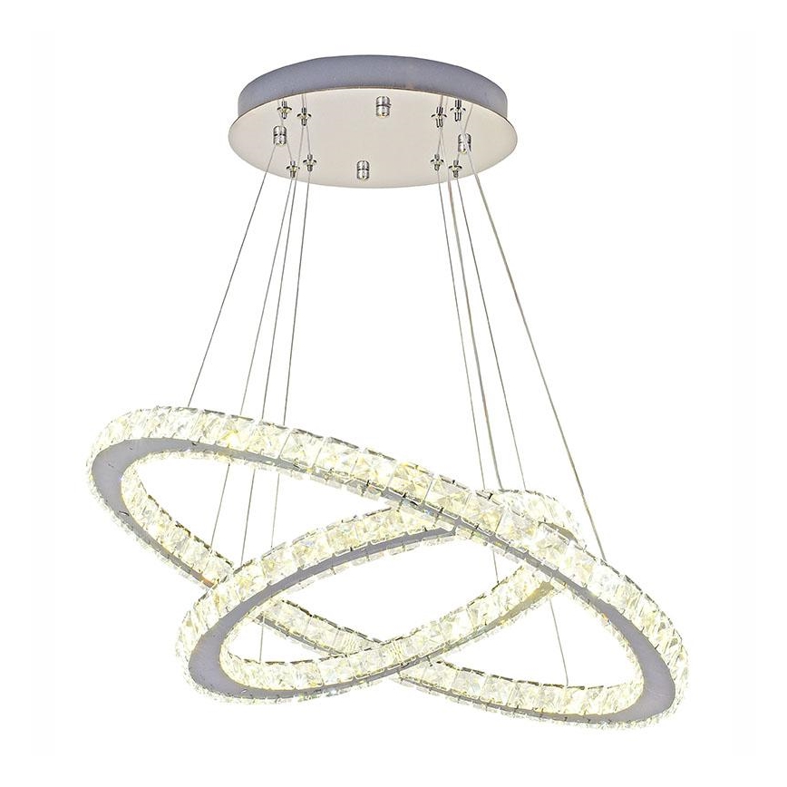 Candelabro suspenso de cristal LED com regulação LED/115W/230V 3000-6500K prateado + controlo remoto