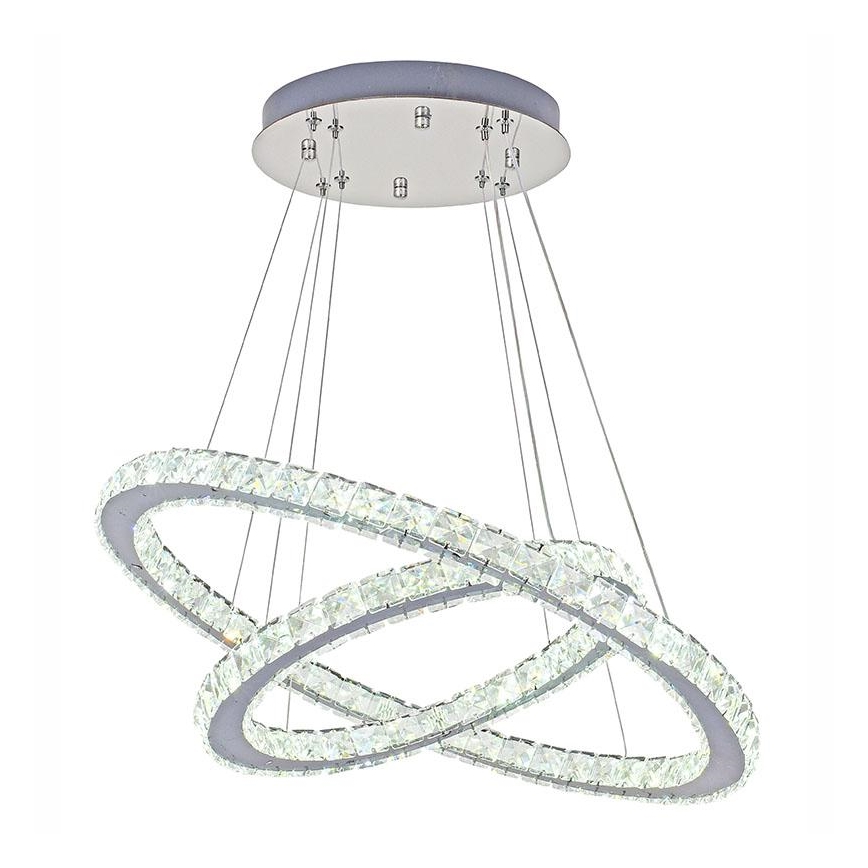 Candelabro suspenso de cristal LED com regulação LED/115W/230V 3000-6500K prateado + controlo remoto