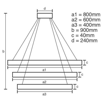 Candelabro suspenso LED com regulação LED/125W/230V 3000-6500K + controlo remoto