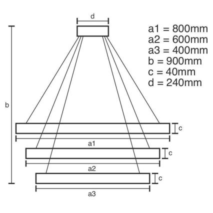 Candelabro suspenso LED com regulação LED/125W/230V 3000-6500K + controlo remoto