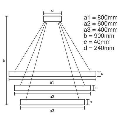 Candelabro suspenso LED com regulação LED/125W/230V 3000-6500K + controlo remoto
