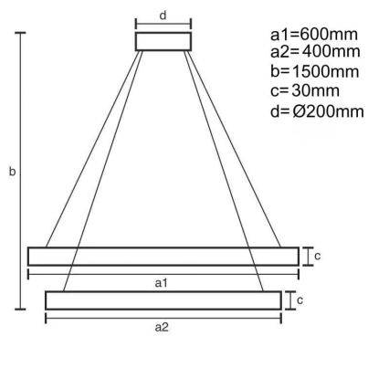 Candelabro suspenso LED com regulação LED/130W/230V 3000-6500K + controlo remoto