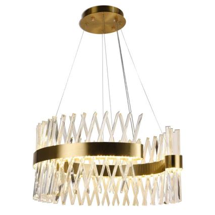 Candelabro suspenso de cristal LED com regulação LED/130W/230V 3000-6500K dourada + controlo remoto