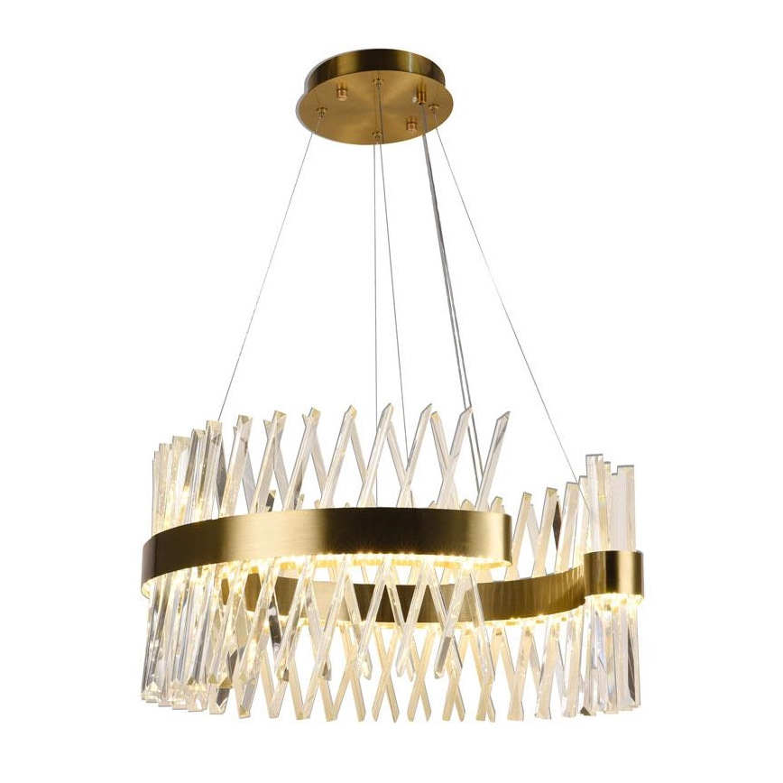Candelabro suspenso de cristal LED com regulação LED/130W/230V 3000-6500K dourada + controlo remoto
