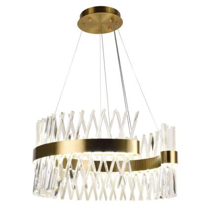 Candelabro suspenso de cristal LED com regulação LED/130W/230V 3000-6500K dourada + controlo remoto