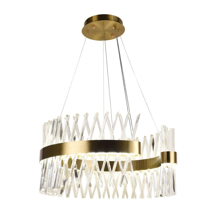 Candelabro suspenso de cristal LED com regulação LED/130W/230V 3000-6500K dourada + controlo remoto