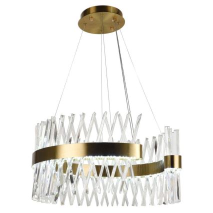 Candelabro suspenso de cristal LED com regulação LED/130W/230V 3000-6500K dourada + controlo remoto