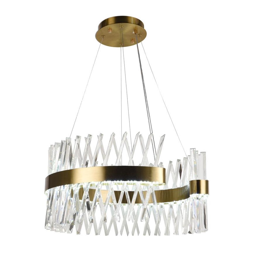 Candelabro suspenso de cristal LED com regulação LED/130W/230V 3000-6500K dourada + controlo remoto