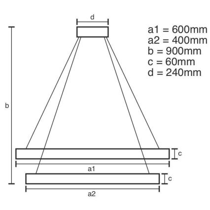 Candelabro suspenso LED com regulação LED/135W/230V 3000-6500K + controlo remoto
