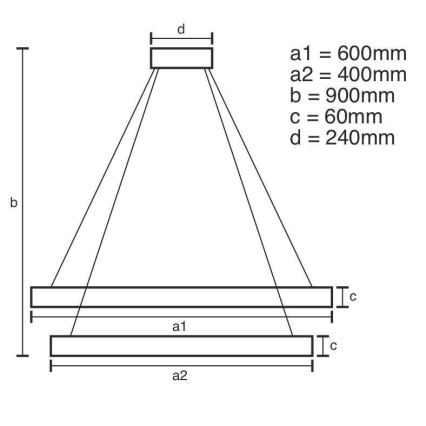 Candelabro suspenso LED com regulação LED/135W/230V 3000-6500K + controlo remoto
