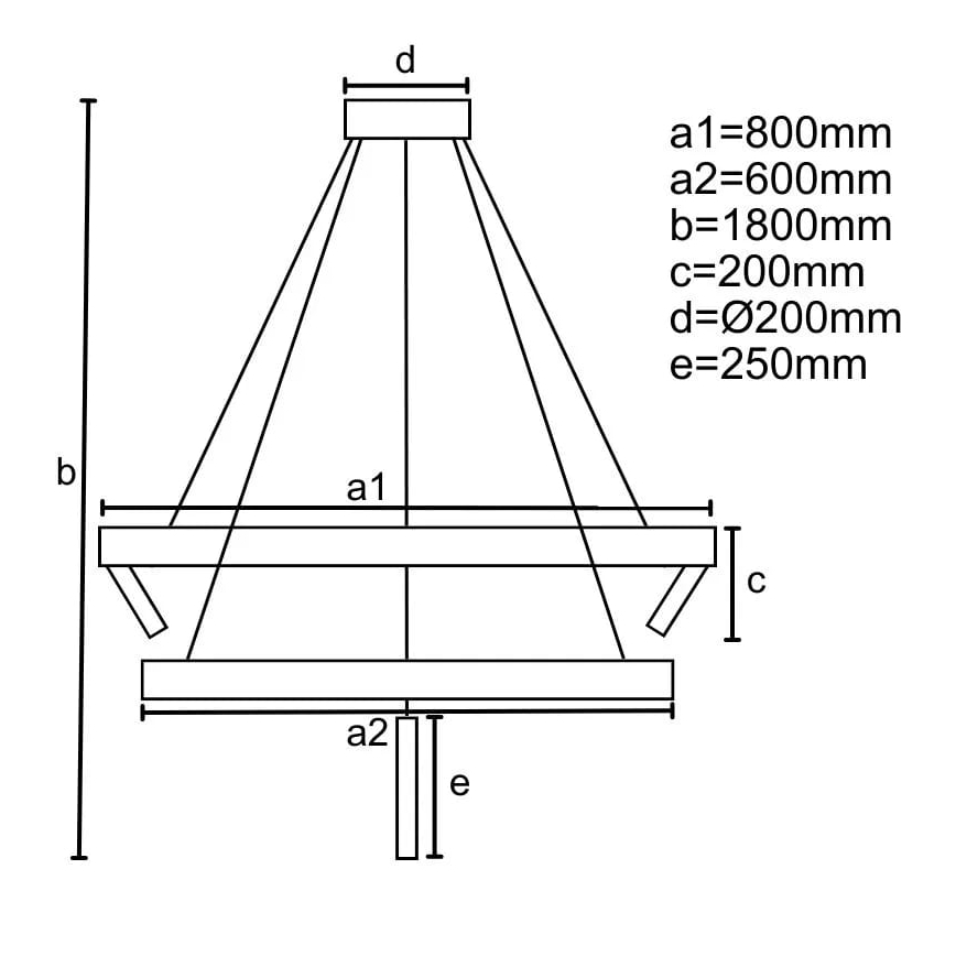 Candelabro suspenso LED com regulação LED/140W/230V 3000-6500K + controlo remoto