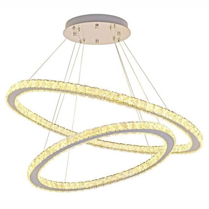 Candelabro suspenso de cristal LED com regulação LED/160W/230V 3000-6500K prateado + controlo remoto