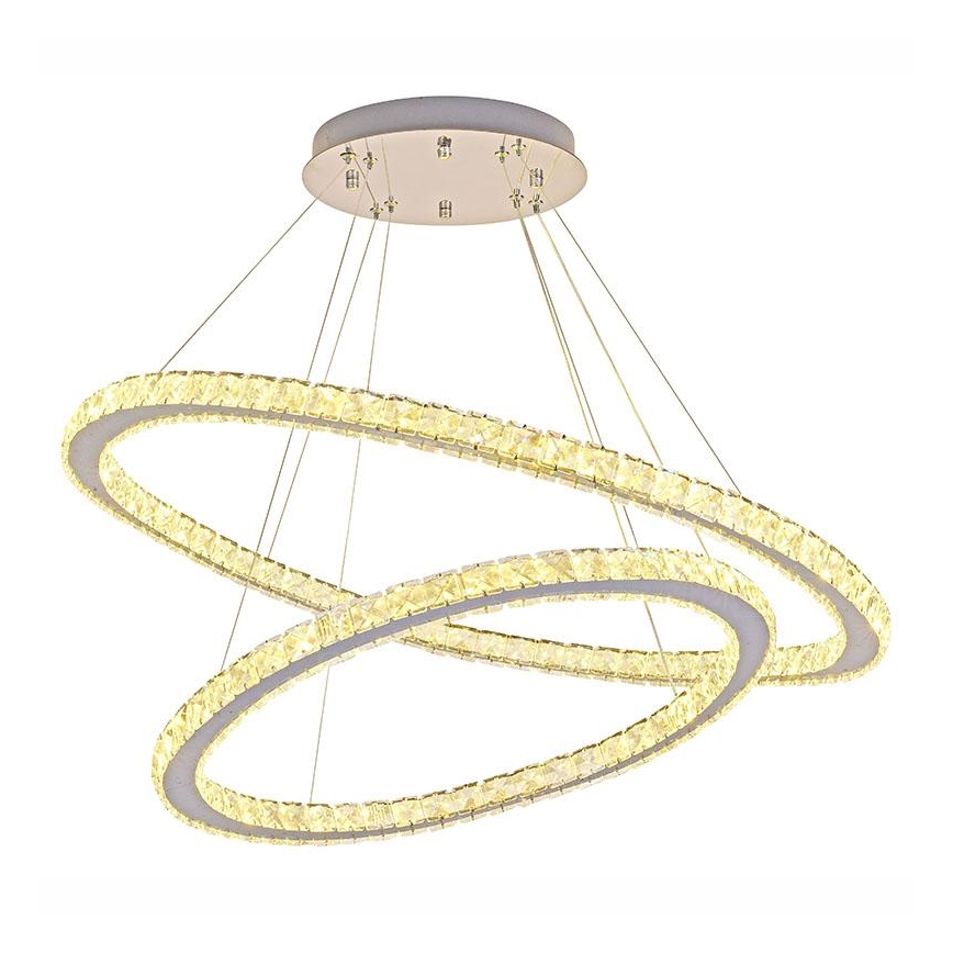 Candelabro suspenso de cristal LED com regulação LED/160W/230V 3000-6500K prateado + controlo remoto