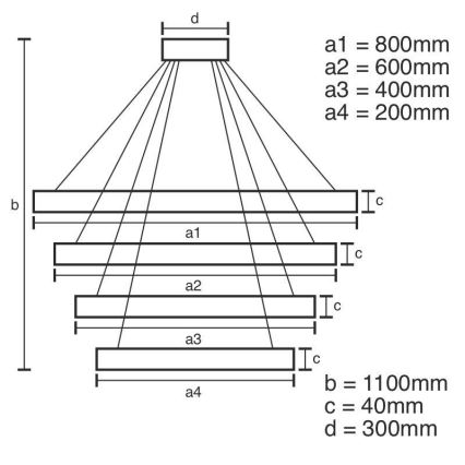 Candelabro suspenso LED com regulação LED/165W/230V 3000-6500K + controlo remoto