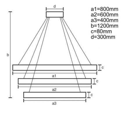 Candelabro suspenso LED com regulação LED/170W/230V 3000-6500K + controlo remoto