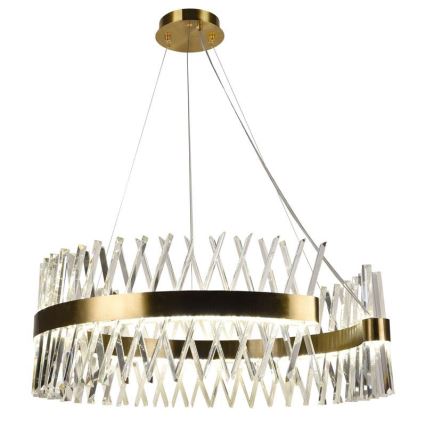 Candelabro suspenso de cristal LED com regulação LED/175W/230V 3000-6500K dourada + controlo remoto