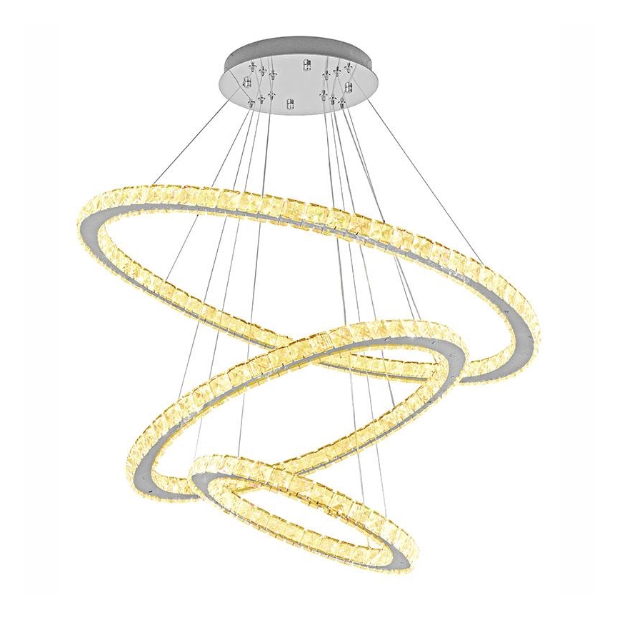 Candelabro suspenso de cristal LED com regulação LED/210W/230V 3000-6500K prateado + controlo remoto