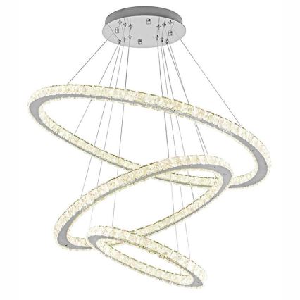 Candelabro suspenso de cristal LED com regulação LED/210W/230V 3000-6500K prateado + controlo remoto