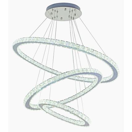 Candelabro suspenso de cristal LED com regulação LED/210W/230V 3000-6500K prateado + controlo remoto