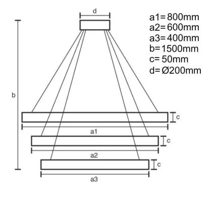 Candelabro suspenso LED com regulação LED/235W/230V 3000-6500K + controlo remoto