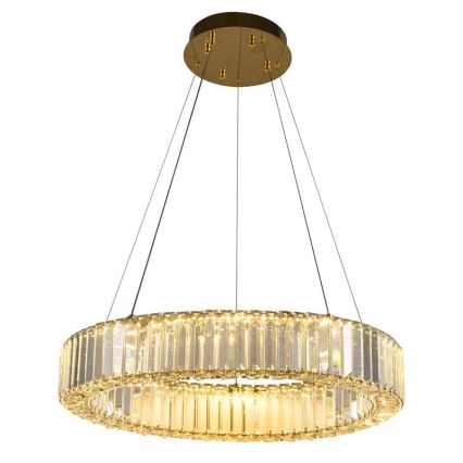 Candelabro suspenso de cristal LED com regulação LED/40W/230V 3000-6500K cromado/dourada + controlo remoto