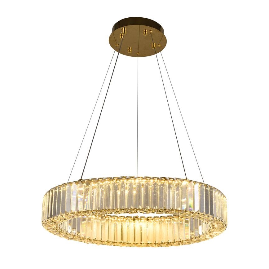 Candelabro suspenso de cristal LED com regulação LED/40W/230V 3000-6500K cromado/dourada + controlo remoto