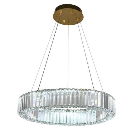 Candelabro suspenso de cristal LED com regulação LED/40W/230V 3000-6500K cromado/dourada + controlo remoto
