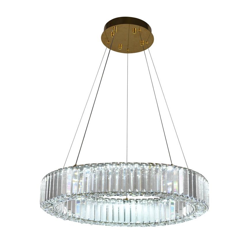 Candelabro suspenso de cristal LED com regulação LED/40W/230V 3000-6500K cromado/dourada + controlo remoto