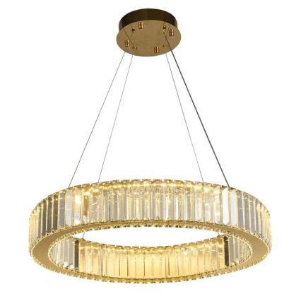 Candelabro suspenso de cristal LED com regulação LED/40W/230V 3000-6500K cromado/dourada + controlo remoto