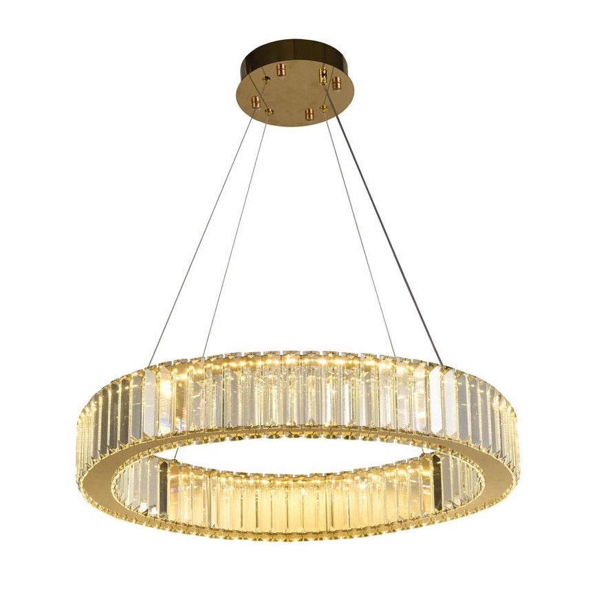 Candelabro suspenso de cristal LED com regulação LED/40W/230V 3000-6500K cromado/dourada + controlo remoto