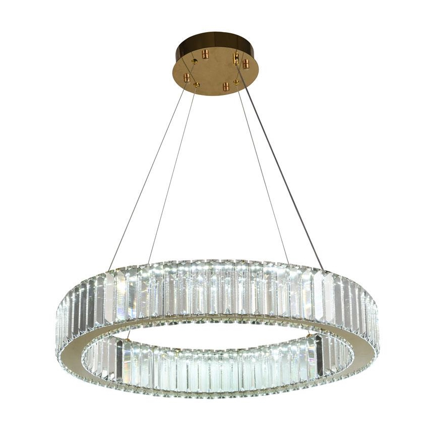 Candelabro suspenso de cristal LED com regulação LED/40W/230V 3000-6500K cromado/dourada + controlo remoto