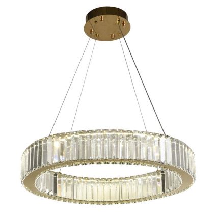 Candelabro suspenso de cristal LED com regulação LED/40W/230V 3000-6500K cromado/dourada + controlo remoto
