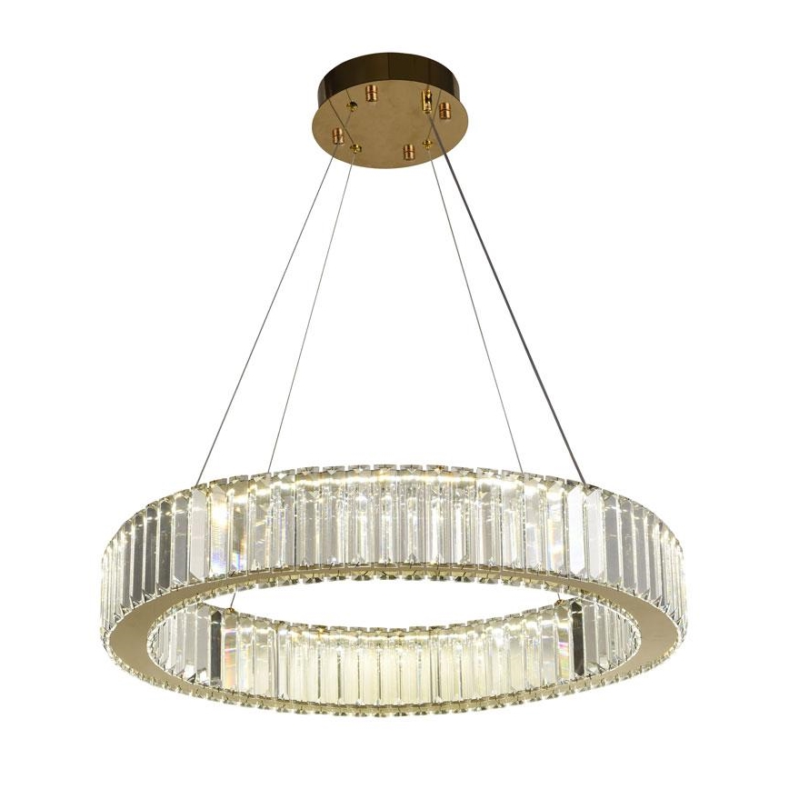 Candelabro suspenso de cristal LED com regulação LED/40W/230V 3000-6500K cromado/dourada + controlo remoto