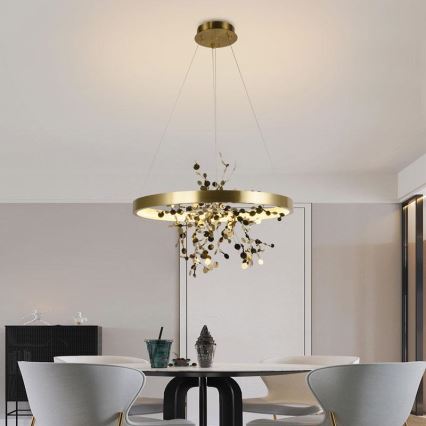 Candelabro suspenso LED com regulação LED/40W/230V 3000-6500K dourada + controlo remoto